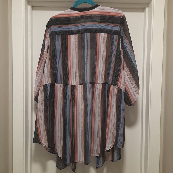 *BOGO FREE* 4X Torrid Emma Babydoll Chiffon Tunic Blouse Striped Women's Top - Picture 7 of 11